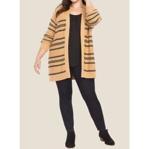 Lane Bryant Open Front Striped Cotten Blend Long Sleeve Knit Cardigan Size 22/24